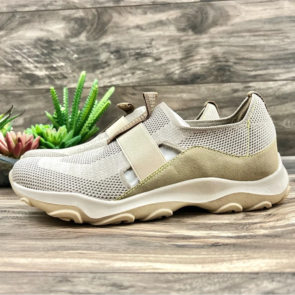 NIB Earth Origins Tanvi 8W 9W Knit Trail Slip On Sneaker Sand White Fabric - Picture 4 of 14